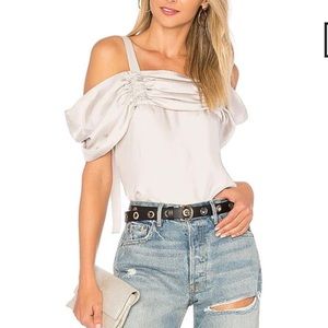 Tibi Women’s Size 0 Mendini Twill Camisole In Stone White Gray Tank Top